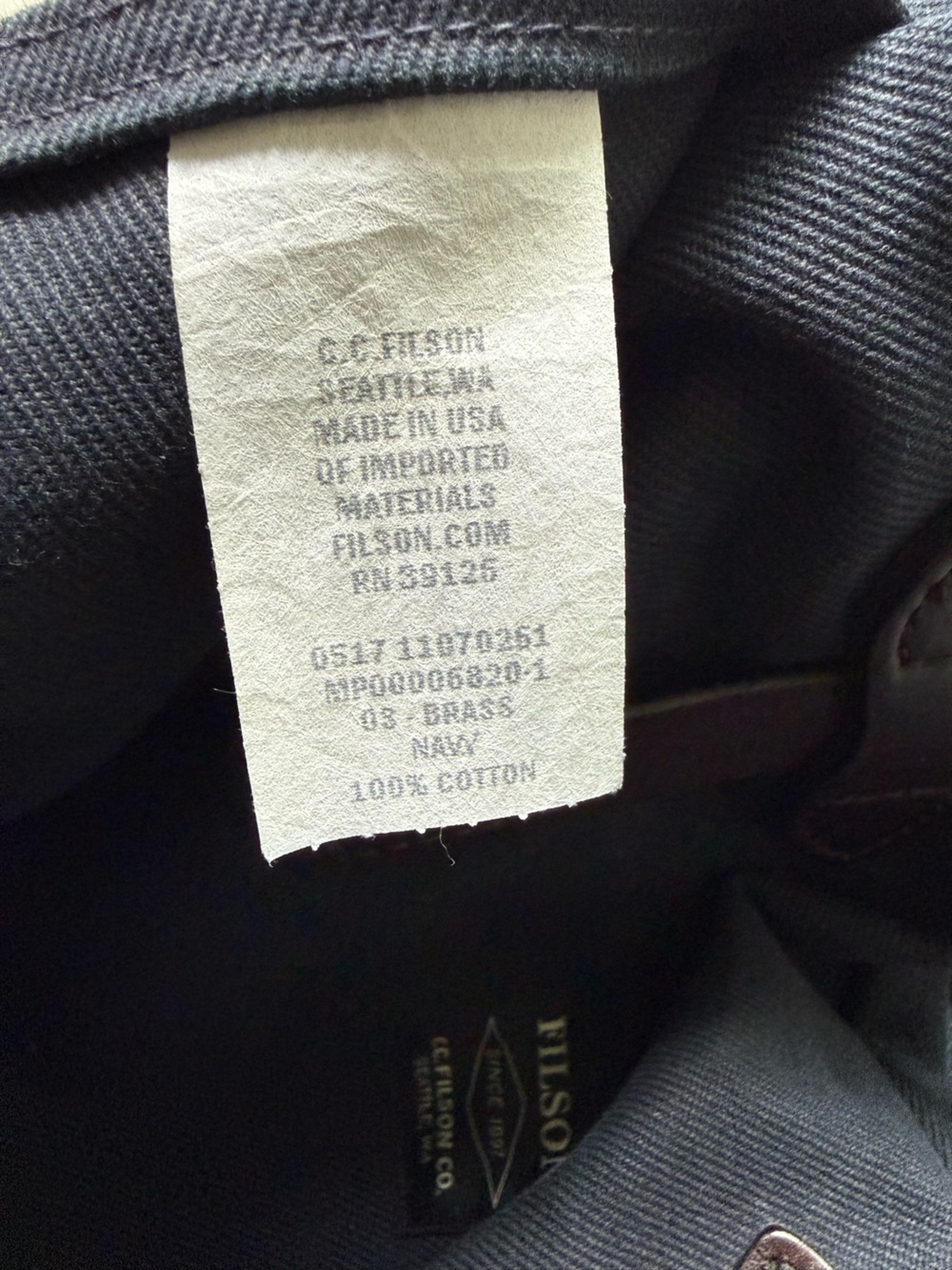 Filson Rugged Twill Zipper Tote Laptop Gym Bag Navy Made in USA Unisex Key Clip - Picture 7 of 16